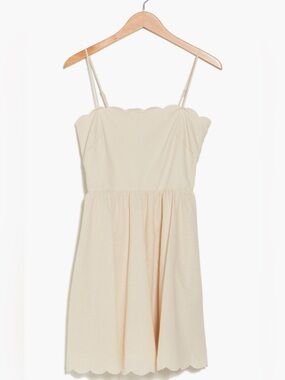 Scallop Hem Spaghetti Strap Dress - Cream